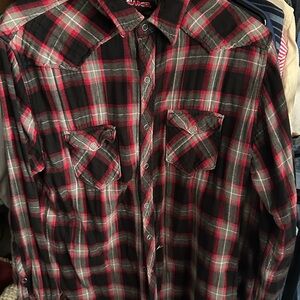 Tony Hawk Red and Black Plaid Casual Shirt